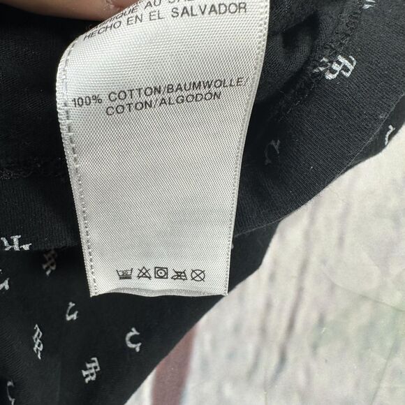 True Religion Shirt Mens XL Black All Over TR Horseshoe Logo Graphic Print Tee - Picture 5 of 9